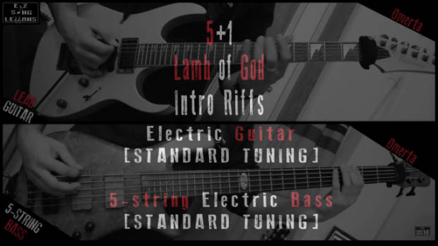 5+1 lamb of god intro riffs guitar bass lesson